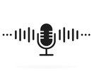 Icon für Podcast: Microfon mit Schallwellen; schwarz-weiß